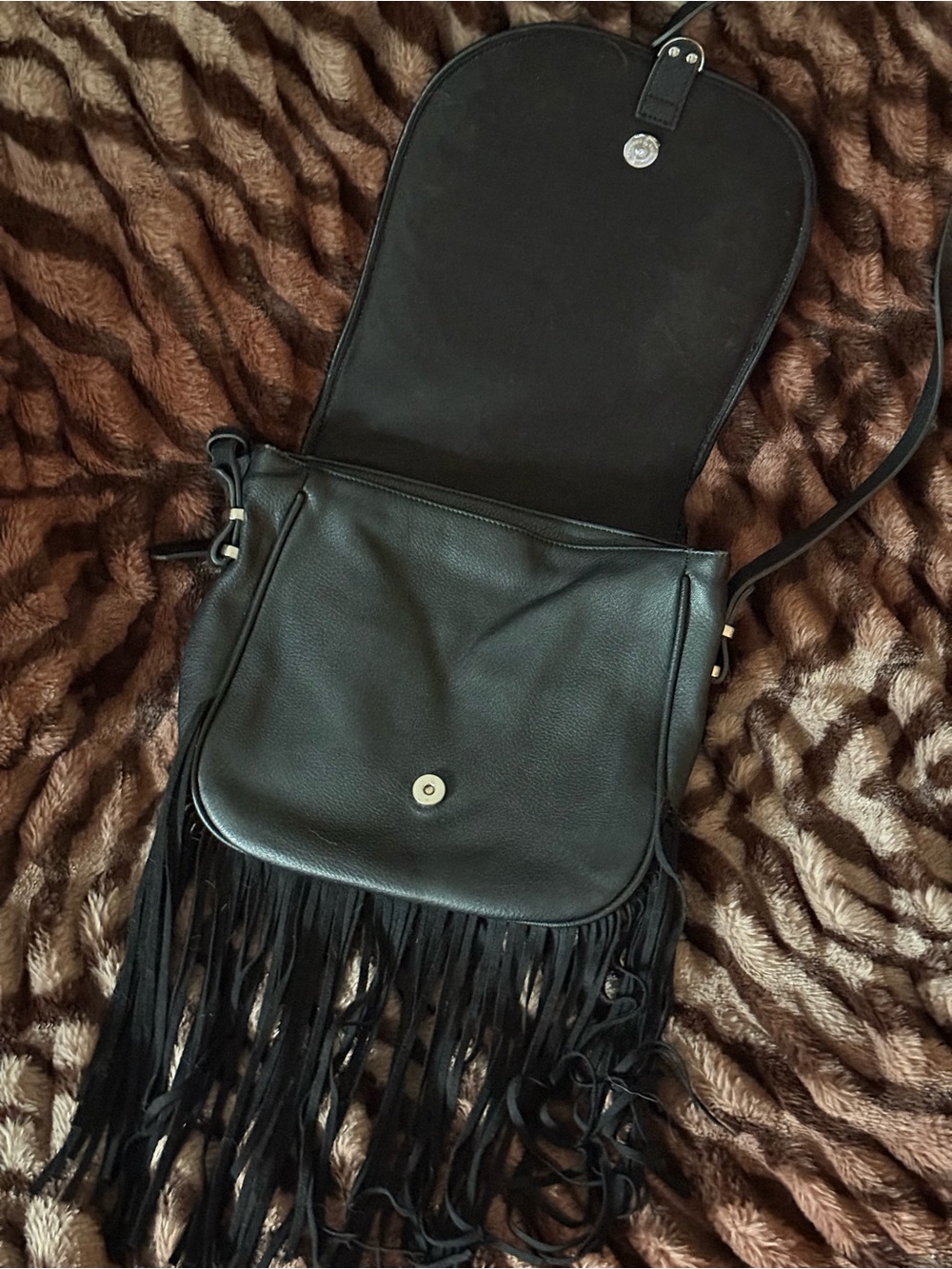 BCBGeneration Black Braided Fringe Crossbody - Picture 6 of 8